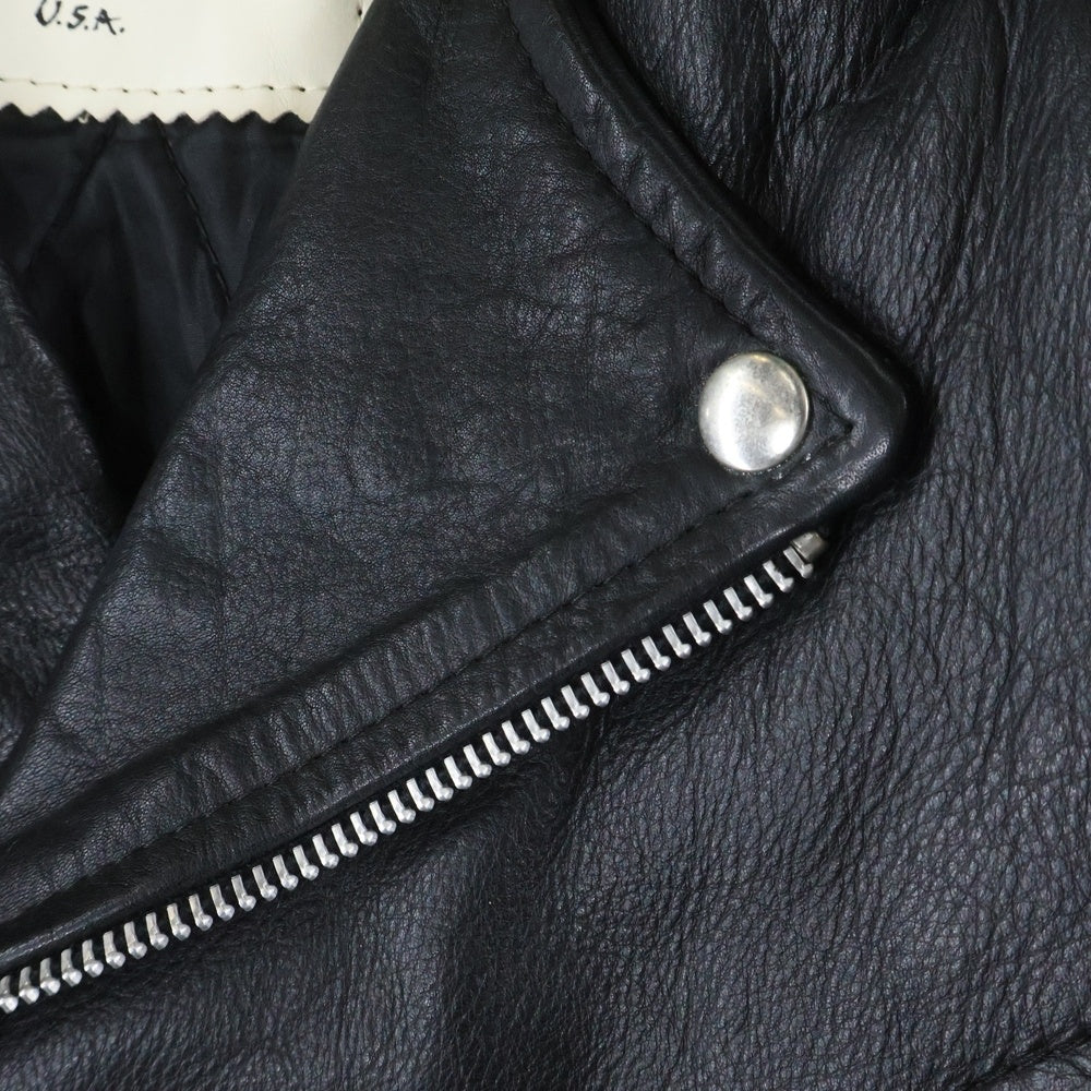 NO BRAND(ノーブランド) L.A.ROXX(エルエーロックス)Double Riders Jacket バックスカルプリント ダブルライダースジャケット レザージャケット ブラック