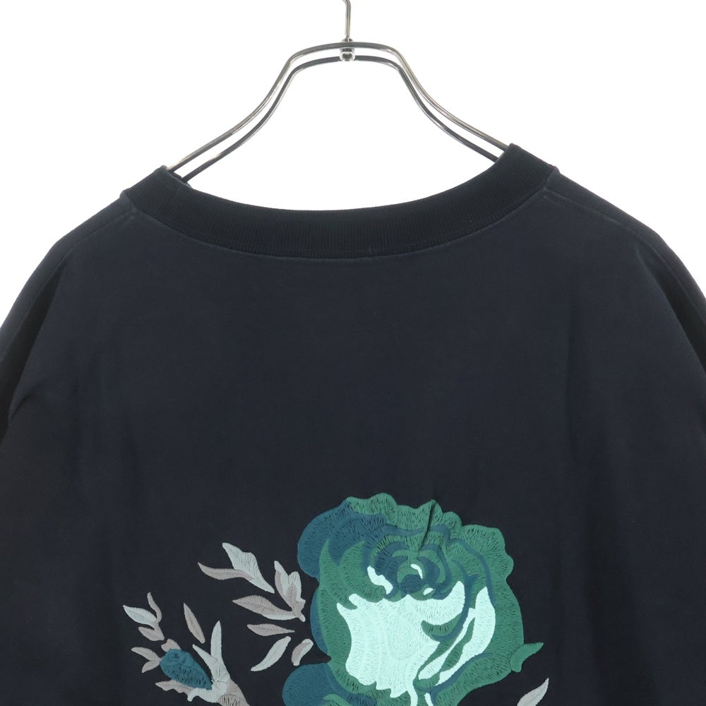 Christian Dior(クリスチャンディオール) 22AW バックローズ刺繍 ロゴプリント クルーネック半袖Tシャツカットソー ブラック 243J685A0677