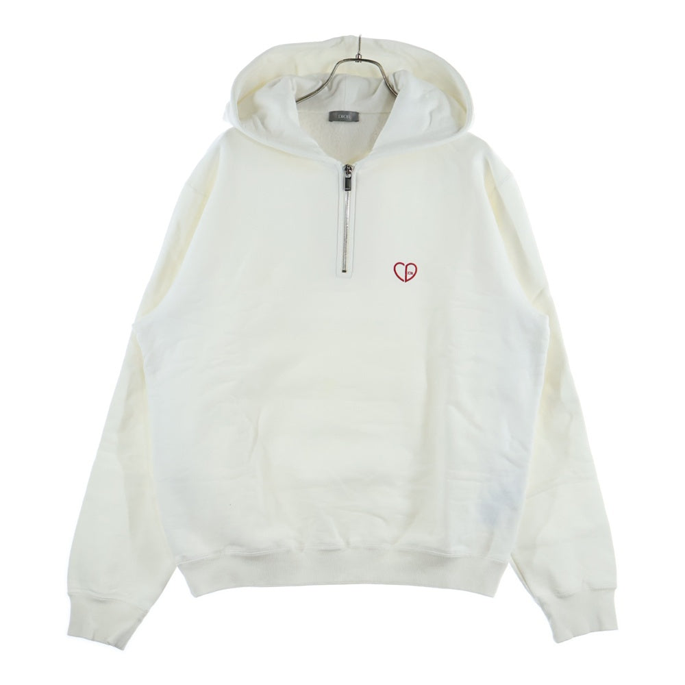 Christian Dior(クリスチャンディオール) 24AW フロントワンポイントロゴ刺繍 プルオーバーパーカー フーディ ホワイト 493J641A0531