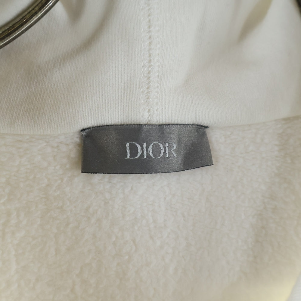 Christian Dior(クリスチャンディオール) 24AW フロントワンポイントロゴ刺繍 プルオーバーパーカー フーディ ホワイト 493J641A0531