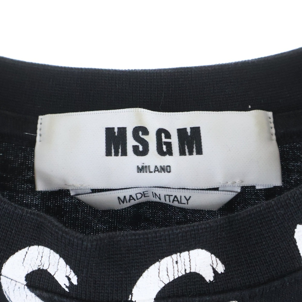 MSGM(エムエスジーエム) NeckLogo Crew shirt 3440MM176 ネックロゴ クルーネック半袖Tシャツカットソー ブラック