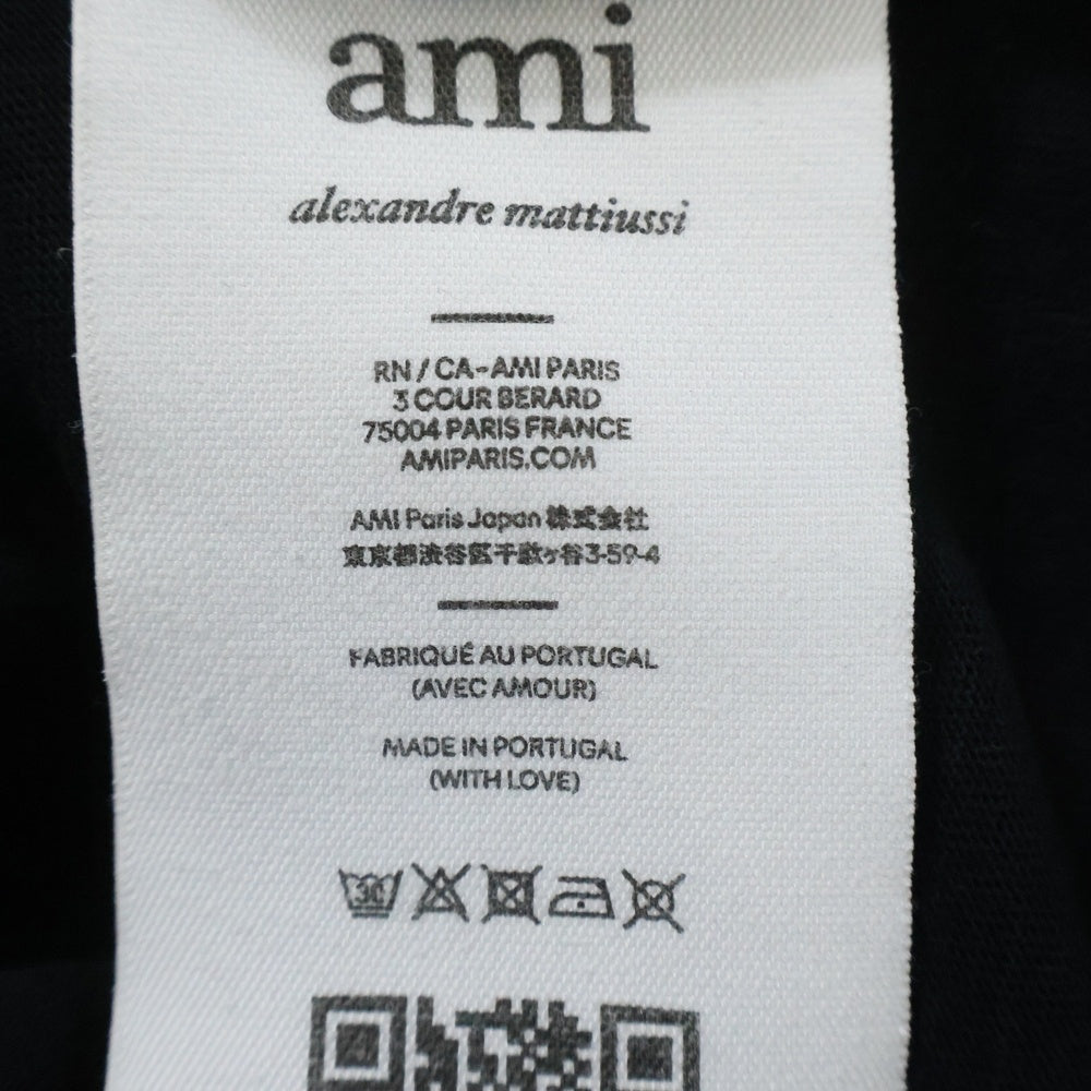 AMI Alexandre Mattiussi(アミアレクサンドルマテュッシ) ハートロゴ クルーネック半袖Tシャツ カットソー ブラック UTS004.726