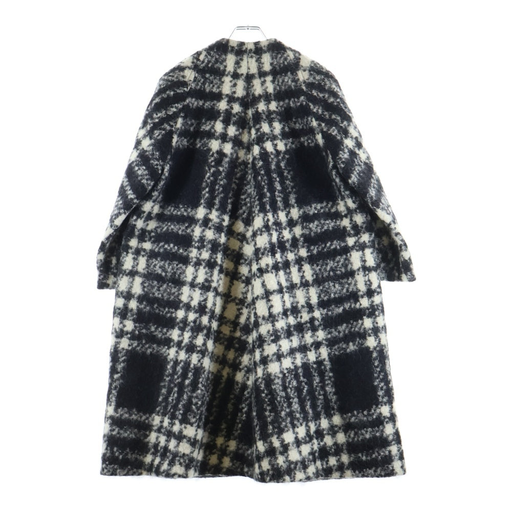 DRIES VAN NOTEN(ドリスヴァンノッテン) Wool Silk Blend chester Coat ウール シルク混 チェック柄 チェスターコート ホワイト/ブラック レディース