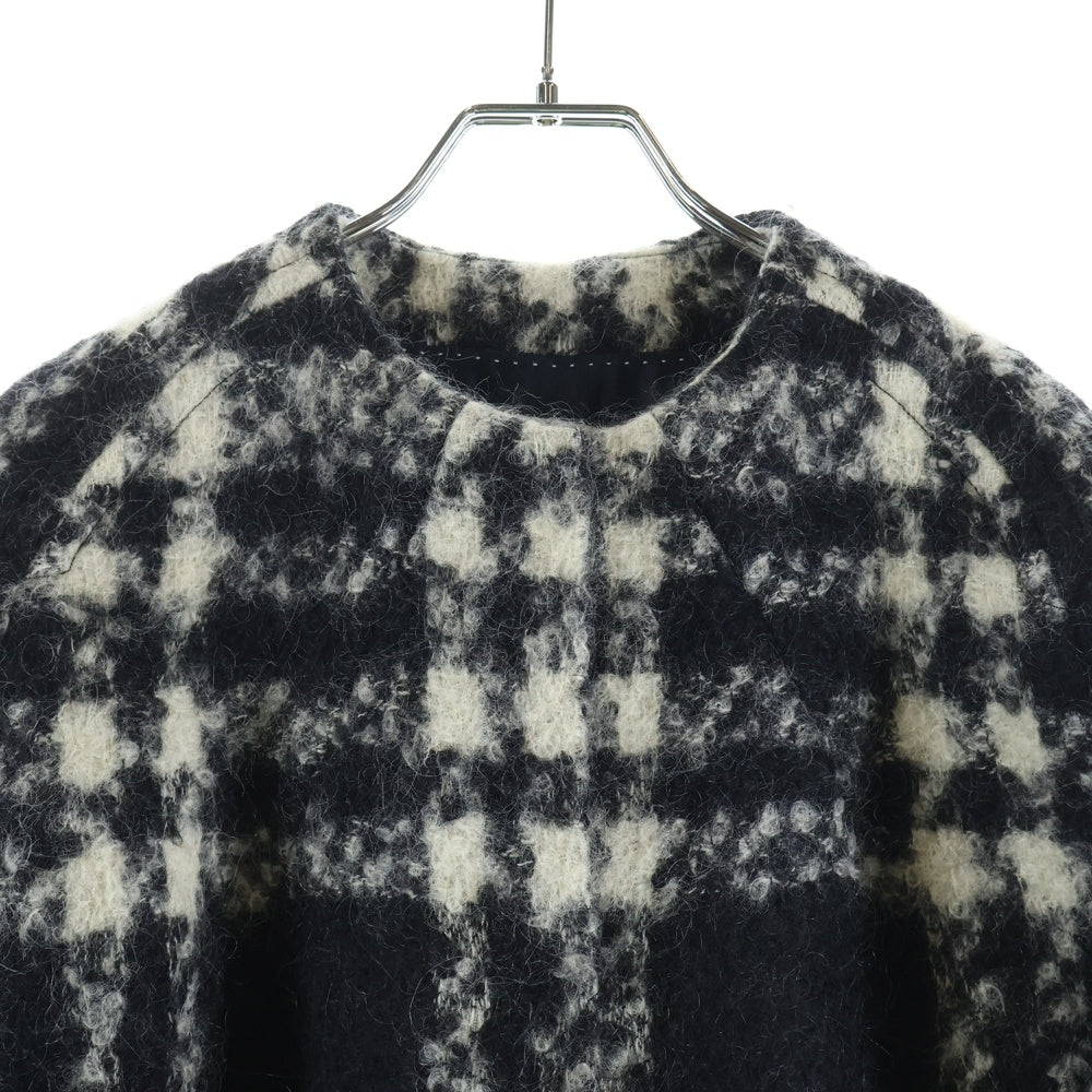 DRIES VAN NOTEN(ドリスヴァンノッテン) Wool Silk Blend chester Coat ウール シルク混 チェック柄 チェスターコート ホワイト/ブラック レディース