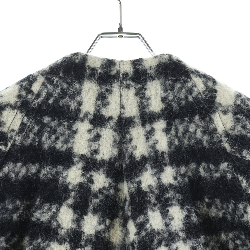 DRIES VAN NOTEN(ドリスヴァンノッテン) Wool Silk Blend chester Coat ウール シルク混 チェック柄 チェスターコート ホワイト/ブラック レディース