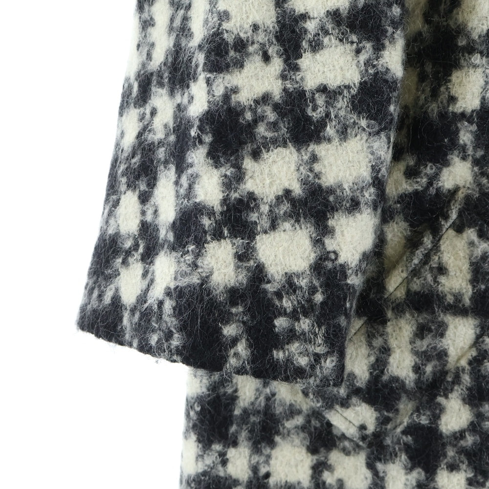 DRIES VAN NOTEN(ドリスヴァンノッテン) Wool Silk Blend chester Coat ウール シルク混 チェック柄 チェスターコート ホワイト/ブラック レディース