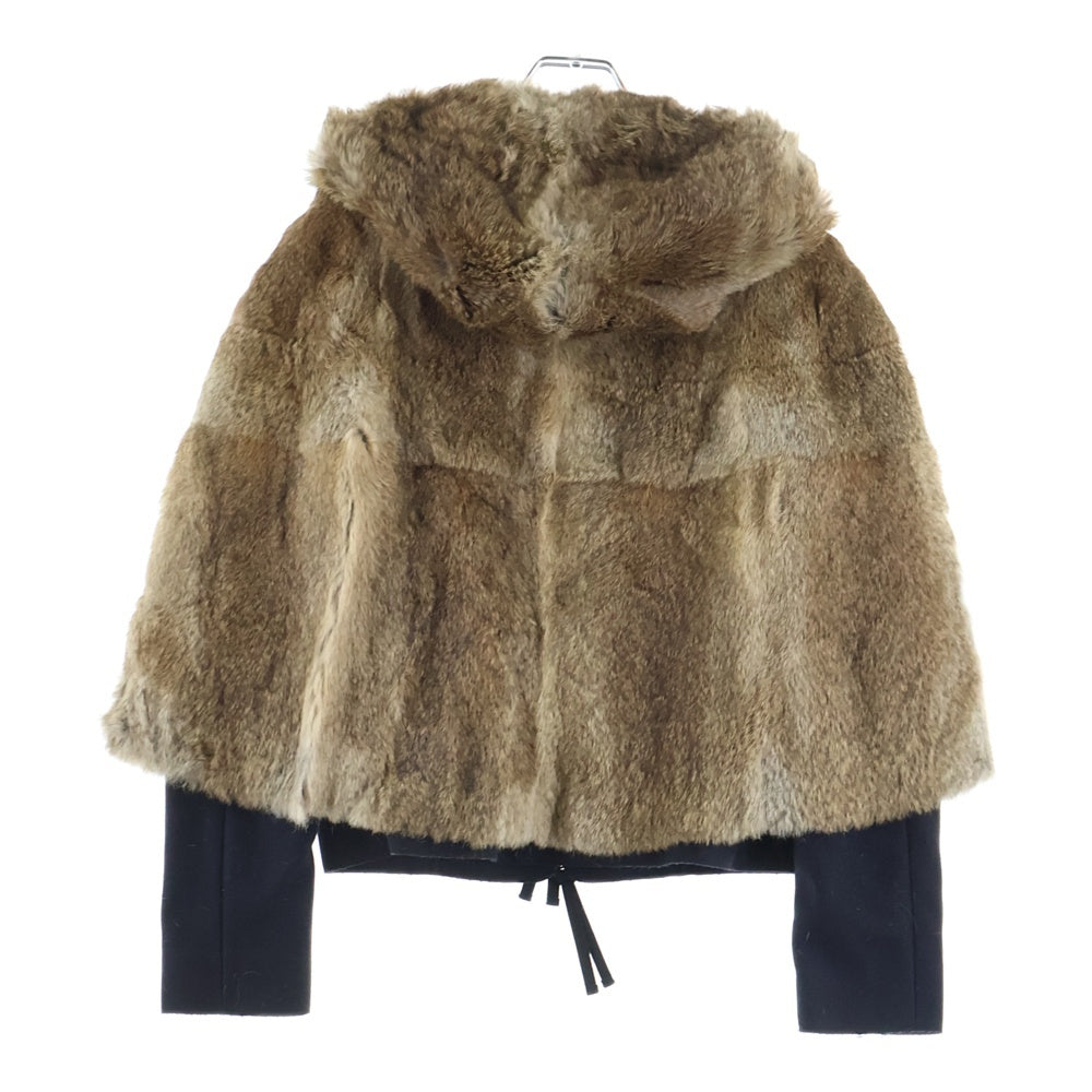 MARNI(マルニ) レイヤード ファーブルゾンジャケット ネイビー/ブラウン レディースW11JKMK04U00P0189