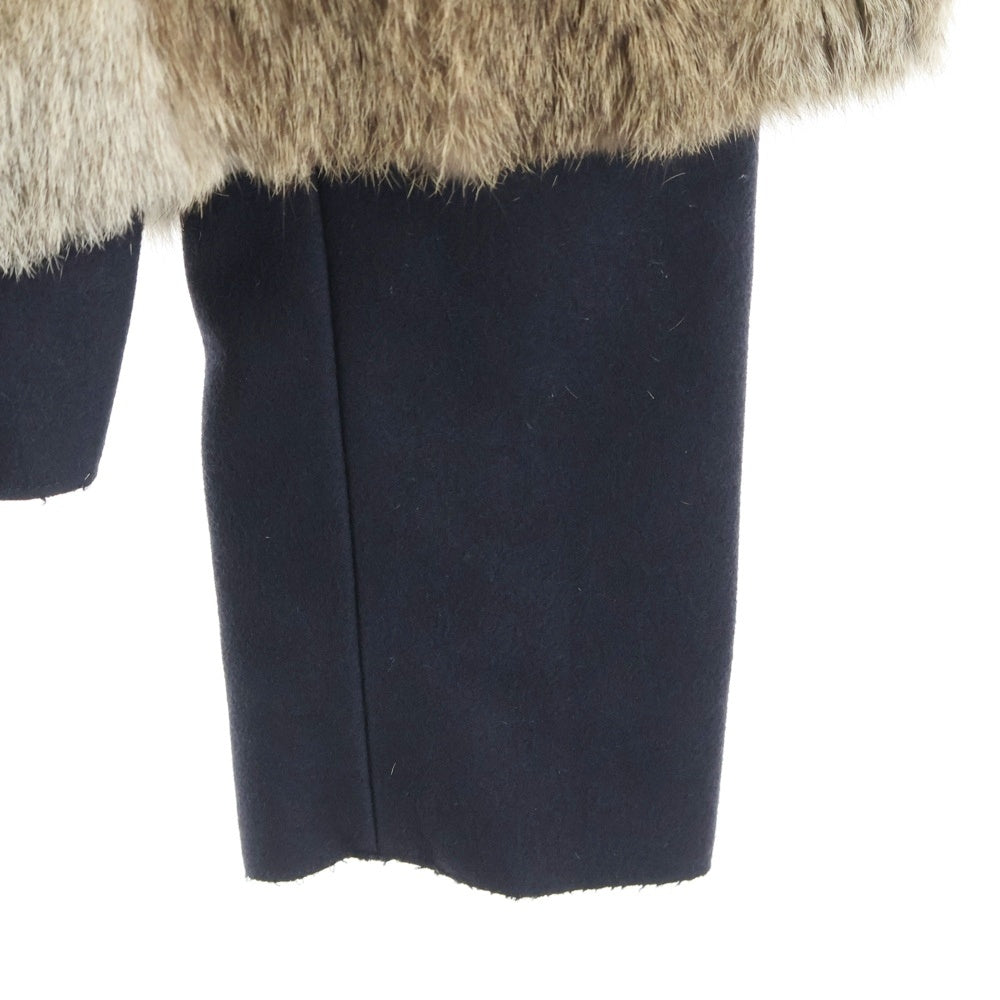 MARNI(マルニ) レイヤード ファーブルゾンジャケット ネイビー/ブラウン レディースW11JKMK04U00P0189