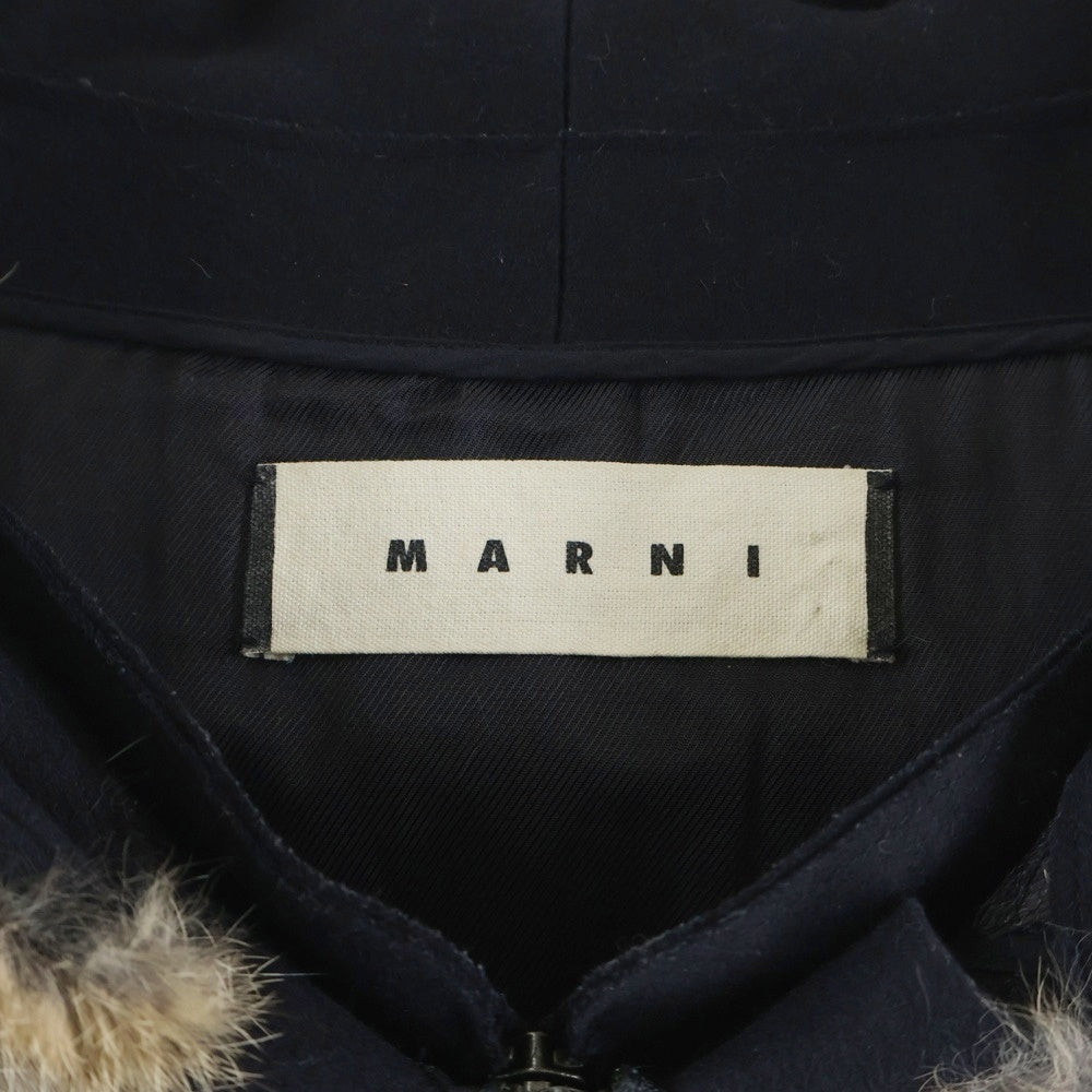 MARNI(マルニ) レイヤード ファーブルゾンジャケット ネイビー/ブラウン レディースW11JKMK04U00P0189