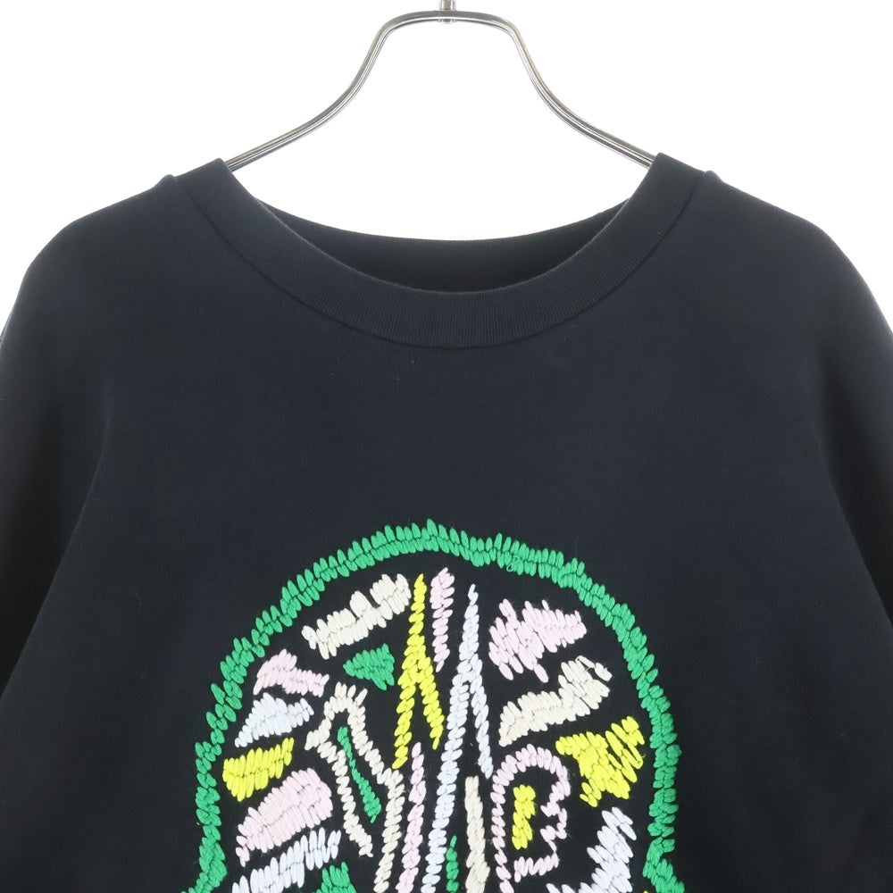 MONCLER(モンクレール) 24SS SWEAT SHIRT ロゴ刺繍 クルーネックスウェットトレーナー ブラック J10918G00023 89AEN