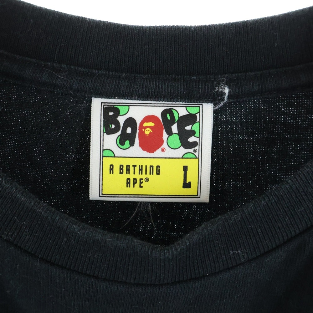 A BATHING APE(アベイシングエイプ) COLOR CAMO COLLEGE TEE カラーカモ カレッジTEE クルーネック半袖Tシャツカットソー ブラック