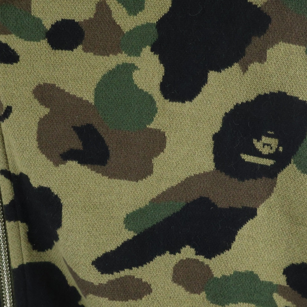A BATHING APE(アベイシングエイプ) CAMO JACQUARD HOODIE カモ ジャガード フーディ シャーク ジップアップパーカー 迷彩 カーキ 001ZPL301304M