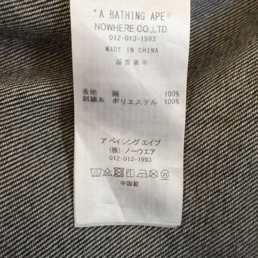 A BATHING APE(アベイシングエイプ) Distressed Denim Trucker Jacket ロゴ デニム トラッカー ジャケット ブラック 001LJK801308M