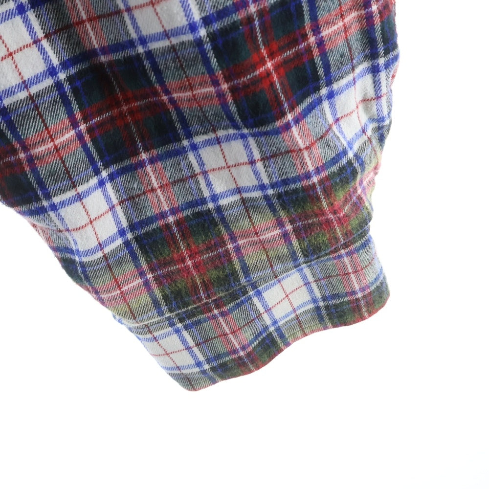 BALENCIAGA(バレンシアガ) 23SS BLEACHED FLANNEL HOODED JACKET ヴィンテージ加工 ブリーチドチェックフランネルジャケット ブルゾン レッド 699223 TMM05