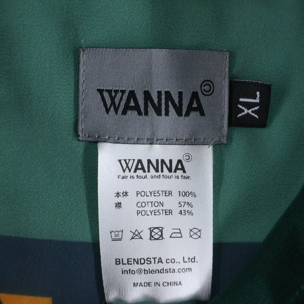 WANNA(ワナ) Stamp Shirts L/S スタンプ 長袖シャツ 総柄 グリーン