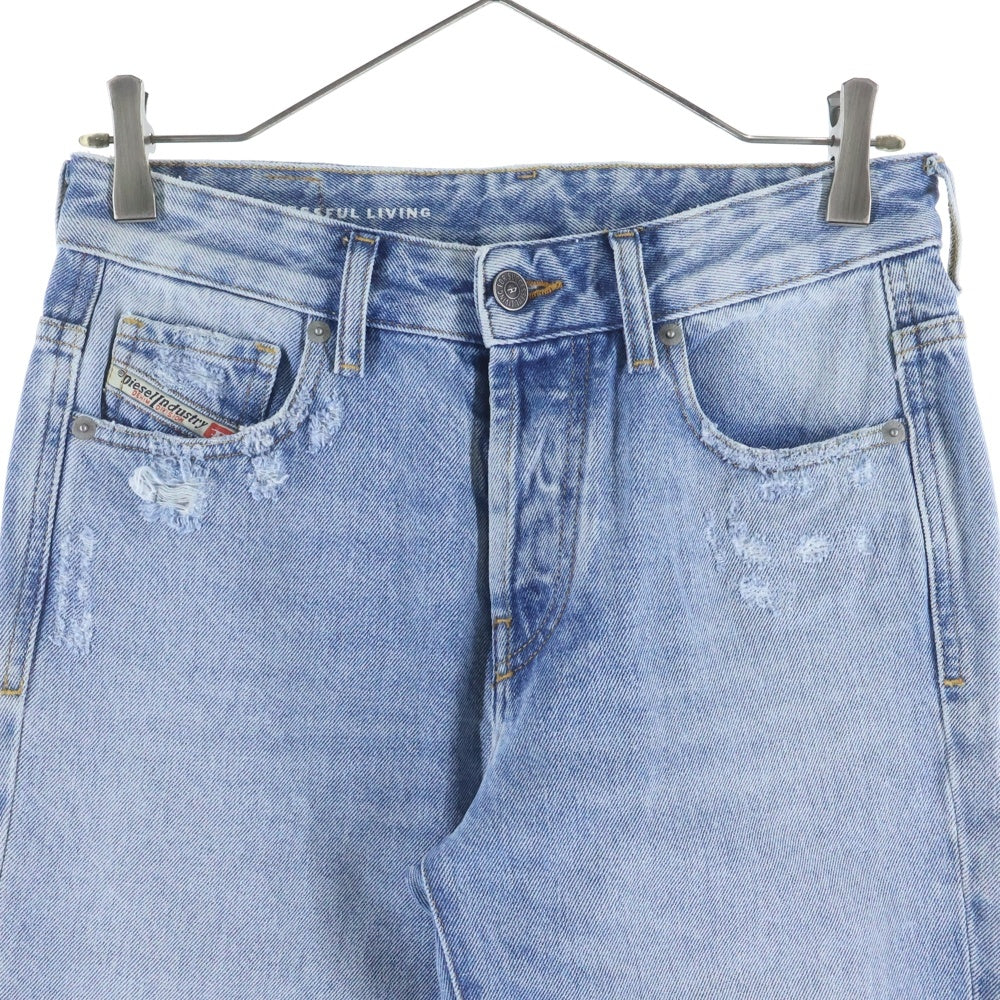 DIESEL(ディーゼル) 1989 D-MINE DENIM PANTS A12338 フロントダメージ加工 ストレートデニムパンツ インディゴ レディース