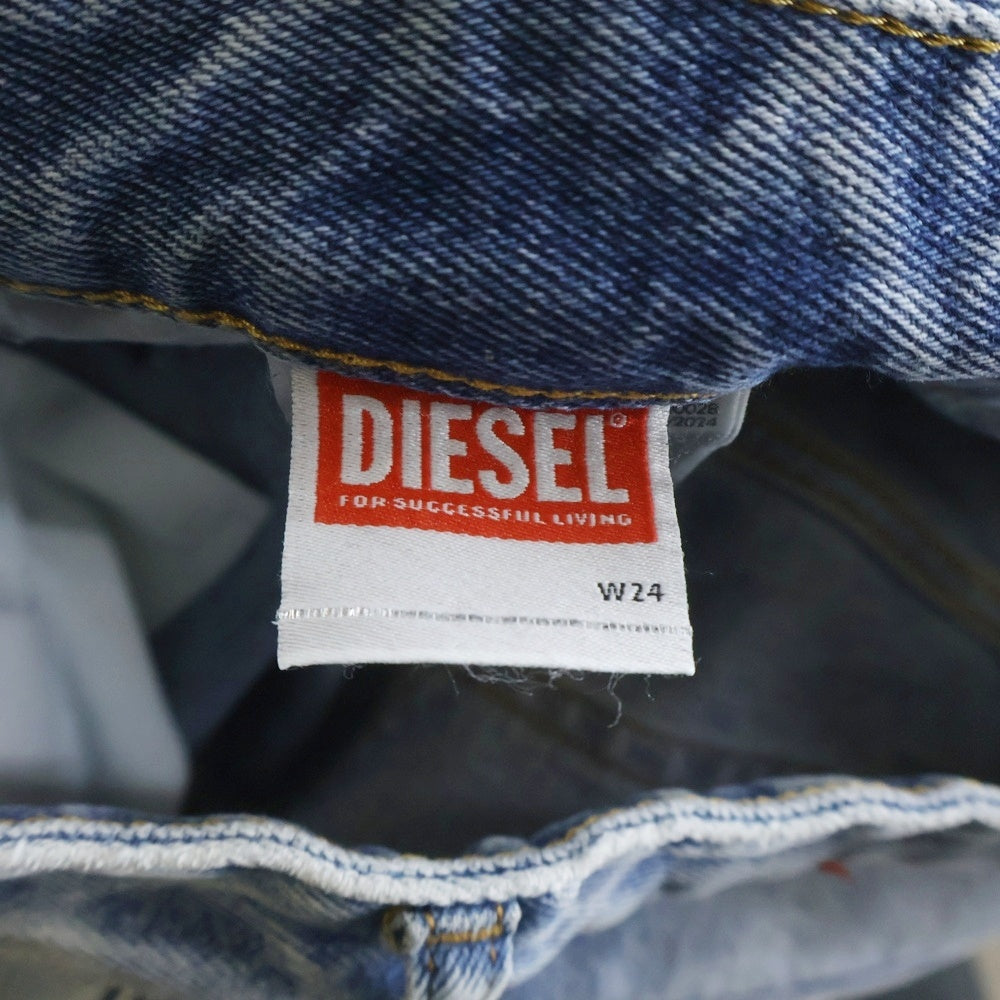 DIESEL(ディーゼル) 1989 D-MINE DENIM PANTS A12338 フロントダメージ加工 ストレートデニムパンツ インディゴ レディース