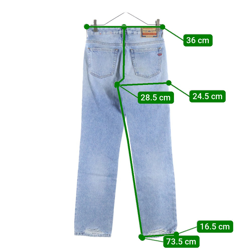 DIESEL(ディーゼル) 1989 D-MINE DENIM PANTS A12338 フロントダメージ加工 ストレートデニムパンツ インディゴ レディース