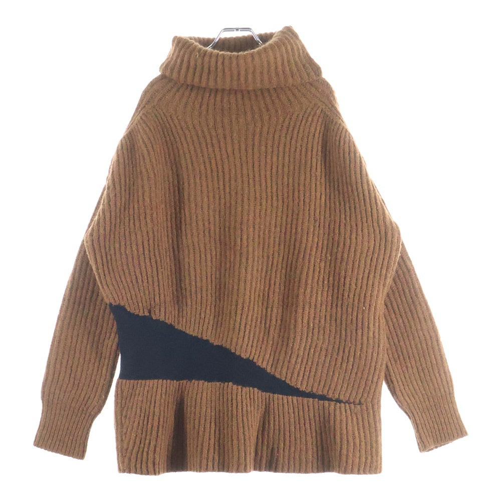 ANN DEMEULEMEESTER(アンドゥムルメステール) アルパカ ウール ハイネックニットセーター ブラウン/ブラック