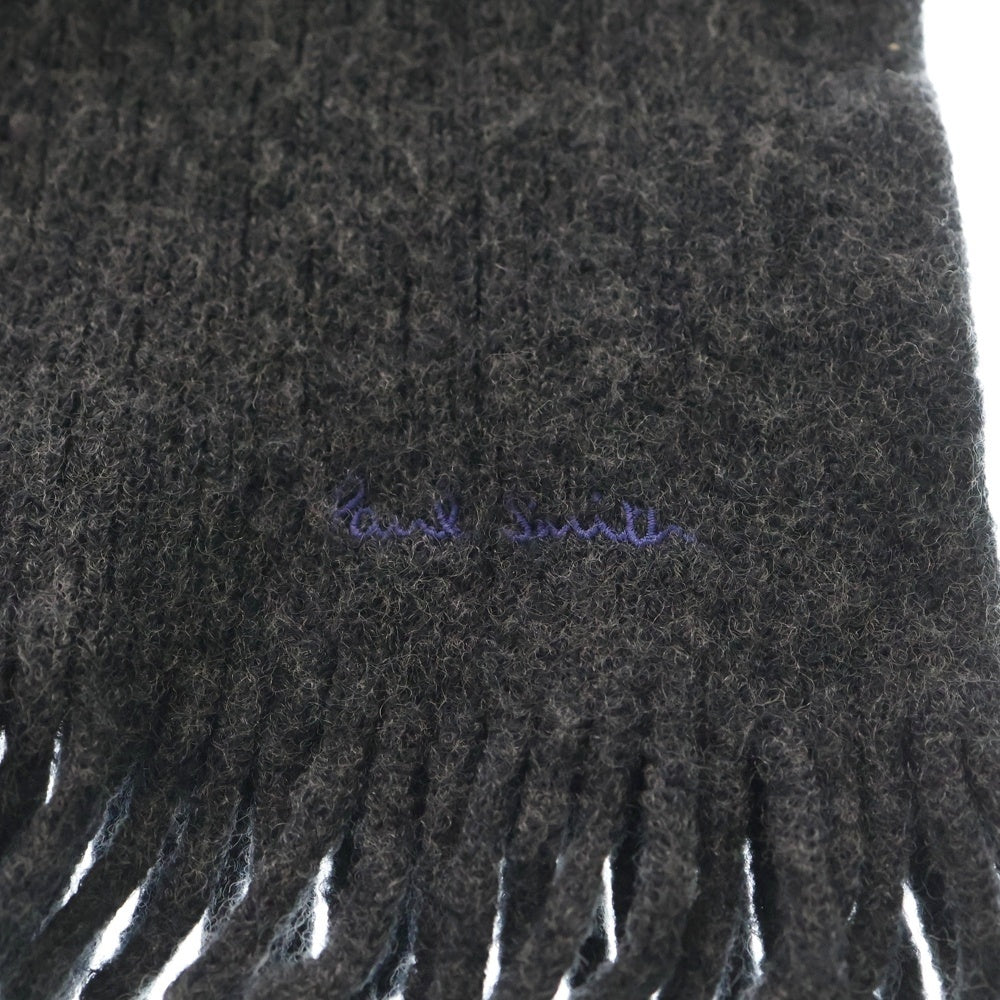 Paul Smith(ポールスミス) ロゴ刺繍 ウールマフラー グレー PY-3B-53352