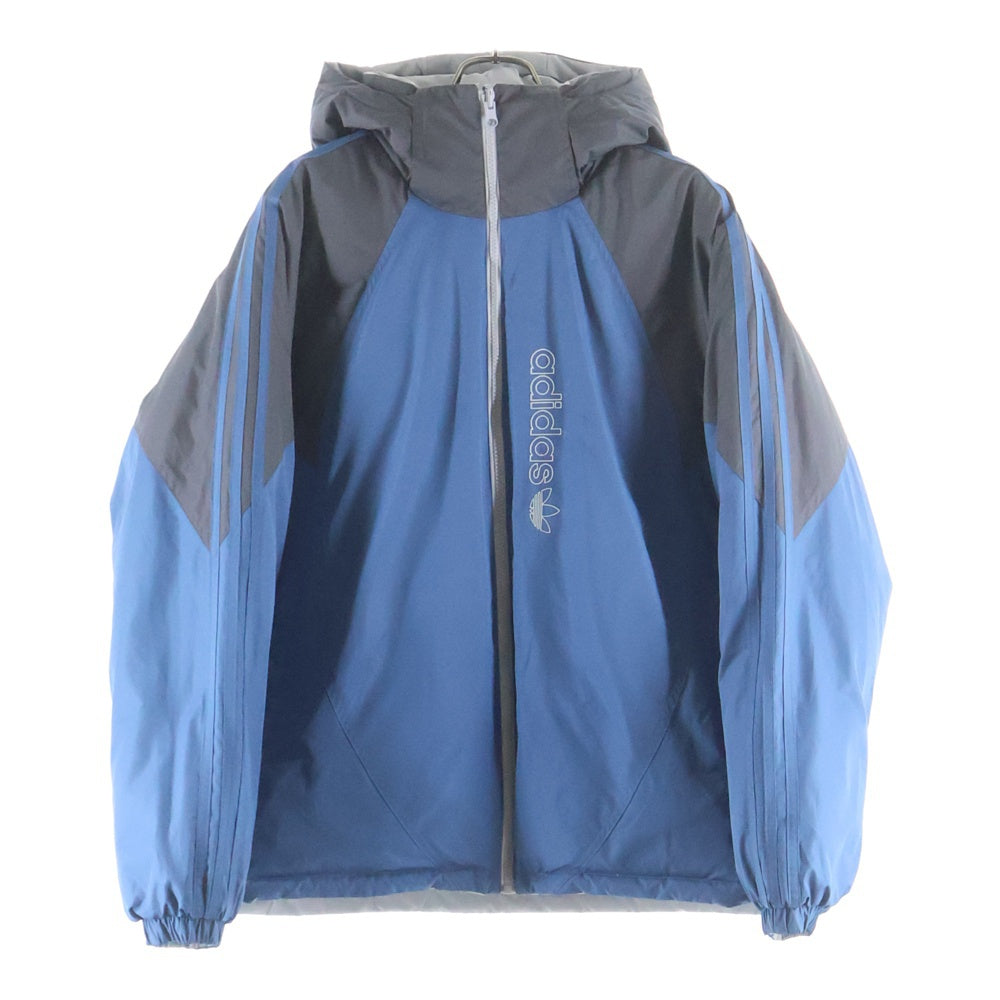 adidas(アディダス) ロゴ リバーシブル ダウンジャケット フーディ ブルー/グレー IU4828