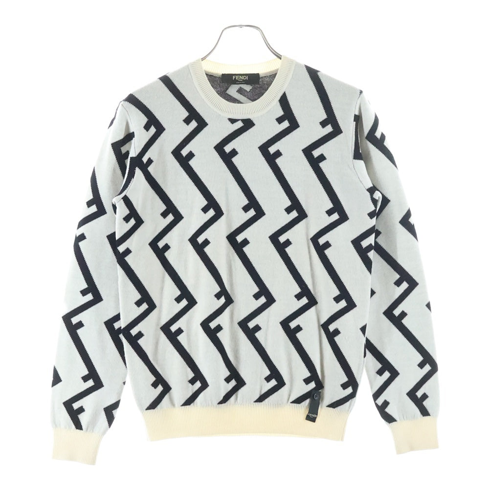 FENDI(フェンディ) FF柄 クルーネックニットセーター ホワイト 