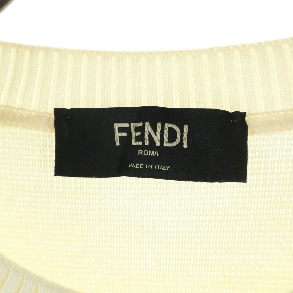 FENDI(フェンディ) 20SS ズッカ柄メッシュポケット クルーネックニット セーター ベージュ レディース FAE536 AAXS