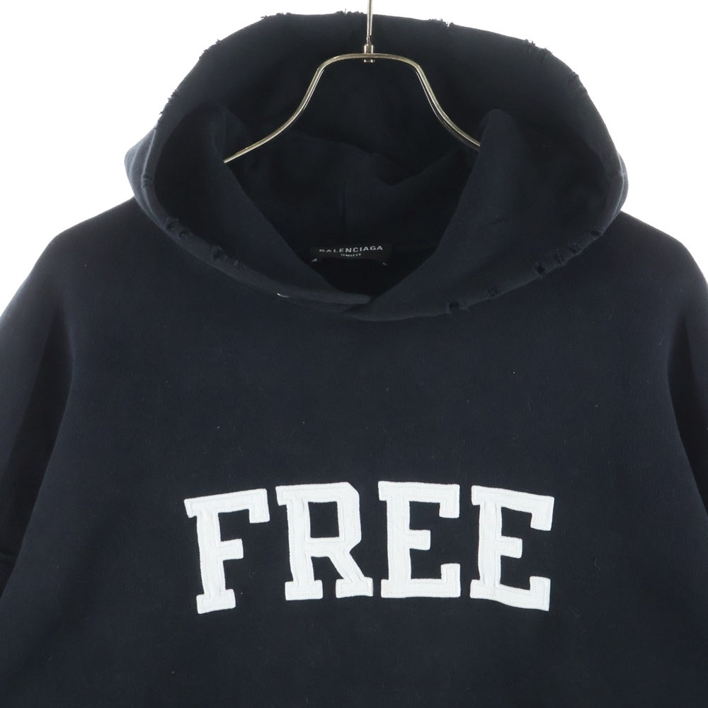 BALENCIAGA(バレンシアガ) 21AW FREE Embroidery No Rib Pullover Hoodie FREE刺繍 プルオーバーパーカー フーディ ブラック 661711 TKVD4