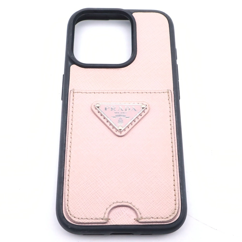 PRADA(プラダ) iphone 15 Pro 1ZH162 トライアングルロゴ アイフォン15プロ スマートフォンケース ピンク