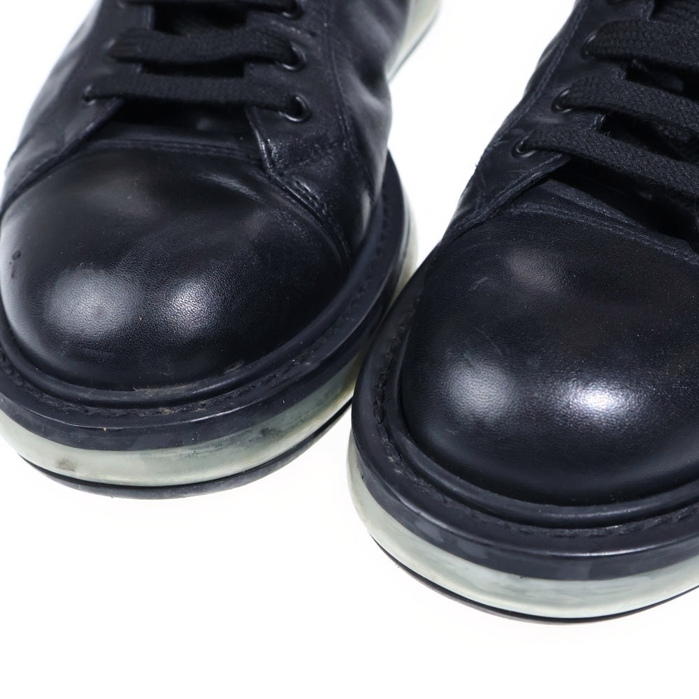 PRADA(プラダ) サイドジップ レザーロゴ エアソールハイカットスニーカー ブラック