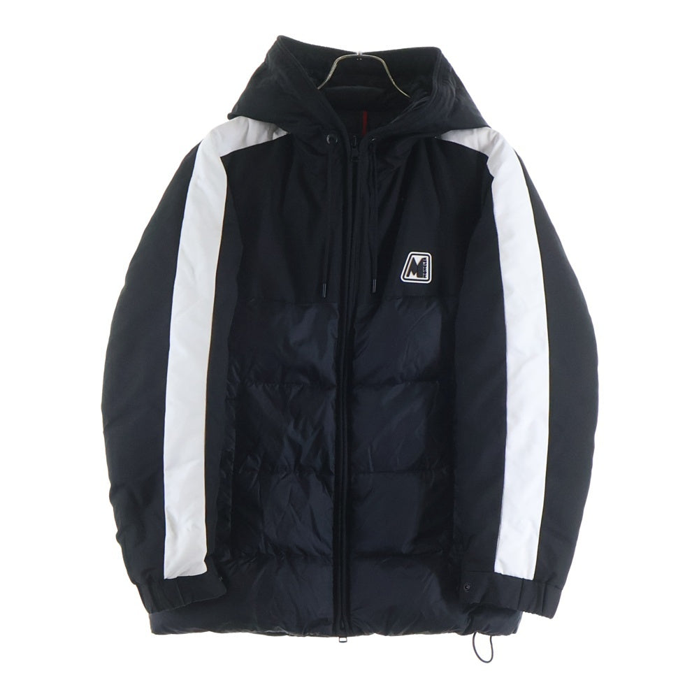 MONCLER(モンクレール) 20AW PERNON F20911B52900 パーノン 袖ライン フロントワンポイントラバーロゴ ジップアップダウンジャケット ブラック