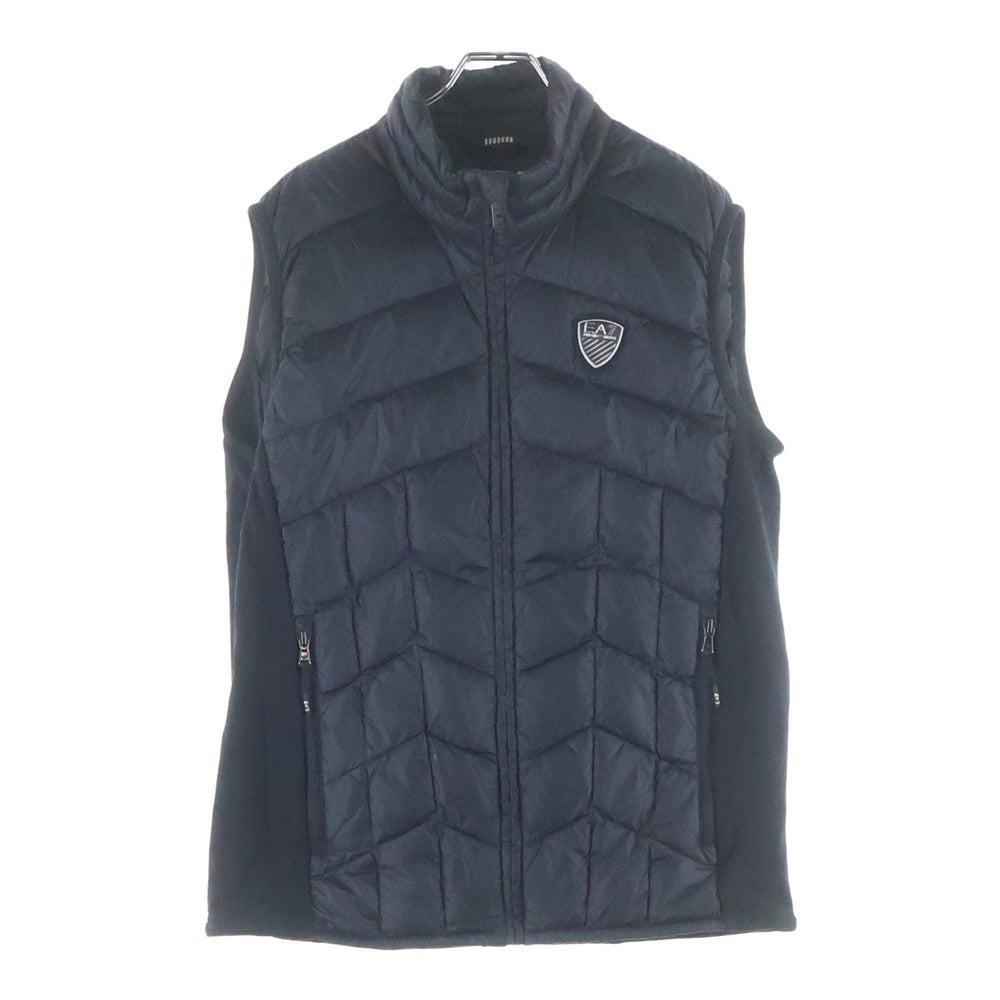 EMPORIO ARMANI EA7(エンポリオアルマーニイーエーセブン) フロントワンポイントロゴ ジップアップダウンベスト ブラック 6YPQ03 PN43Z