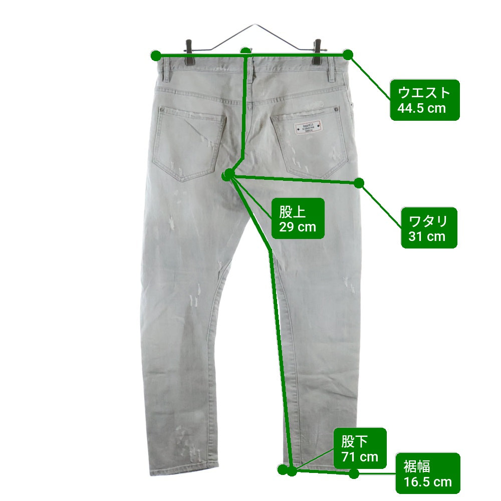 DSQUARED2(ディースクエアード) 18SS SEXY TWIST JEAN S71LB0413 セクシーツイストジーンズ ダメージ加工 デニムパンツ グレー