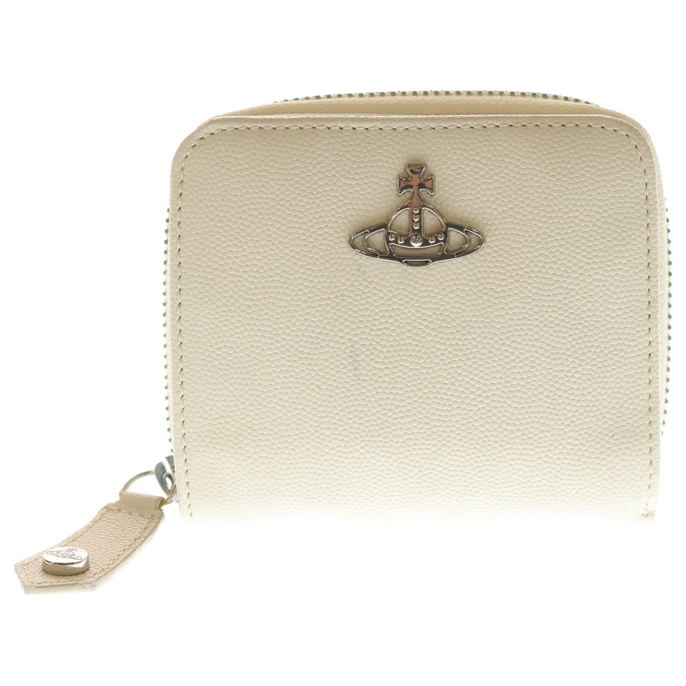 Vivienne Westwood(ヴィヴィアンウエストウッド) Billfold Wallet ヴィクトリア エンベロープ ビルフォールド ラウンドファスナーウォレット 2つ折り財布 アイボリー レディース
