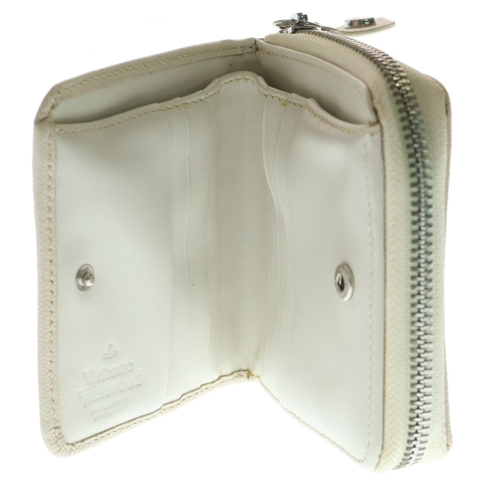 Vivienne Westwood(ヴィヴィアンウエストウッド) Billfold Wallet ヴィクトリア エンベロープ ビルフォールド ラウンドファスナーウォレット 2つ折り財布 アイボリー レディース