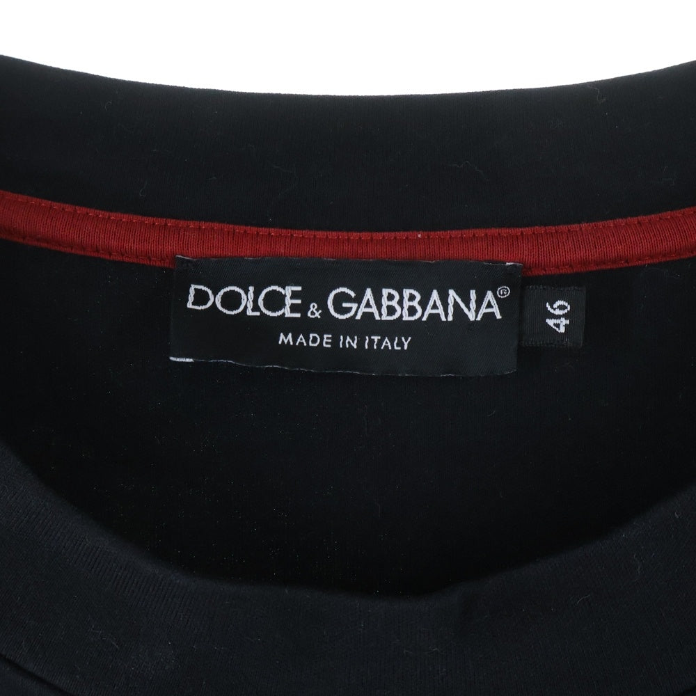 DOLCE & GABBANA(ドルチェアンドガッバーナ) Logo-Plaque Sweatshirt G9WZ8Z フロントロゴ タイガー柄 クルーネックスウェットトレーナー ブラック