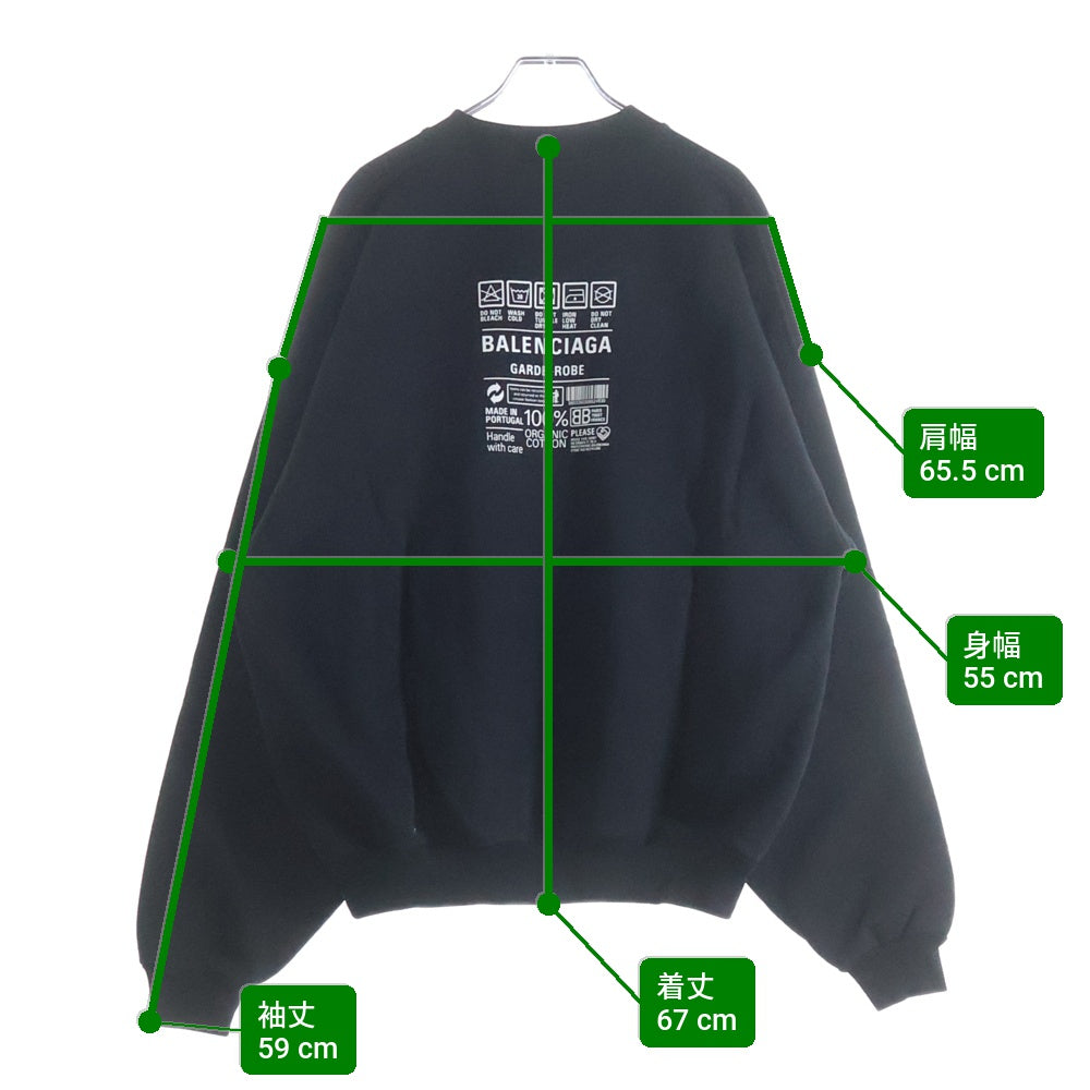 BALENCIAGA(バレンシアガ) 23SS バックプリント クルーネックスウェットトレーナー ブラック 724511 TNVL6