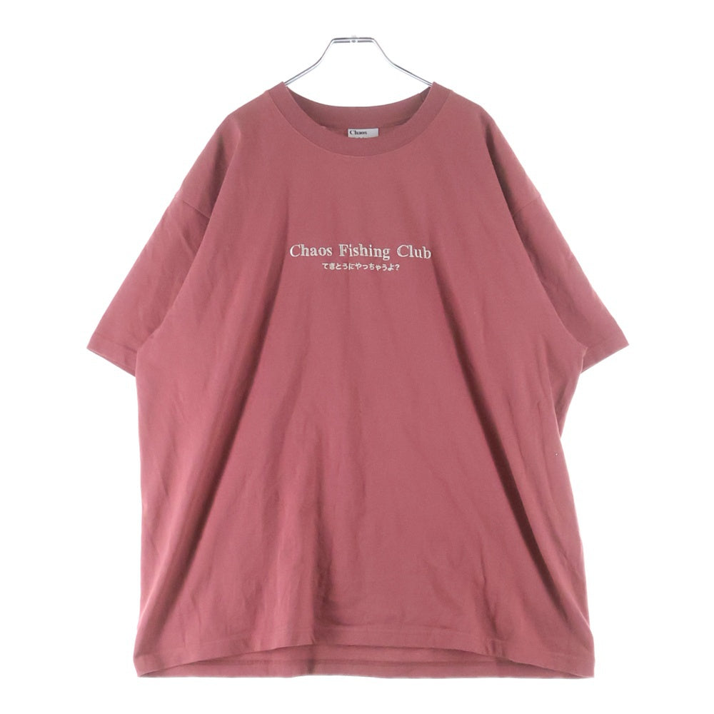 NO BRAND(ノーブランド) Chaos Fishing Club(カオスフィッシングクラブ)てきとうにやっちゃうよ? クルーネック半袖Tシャツカットソー レッド