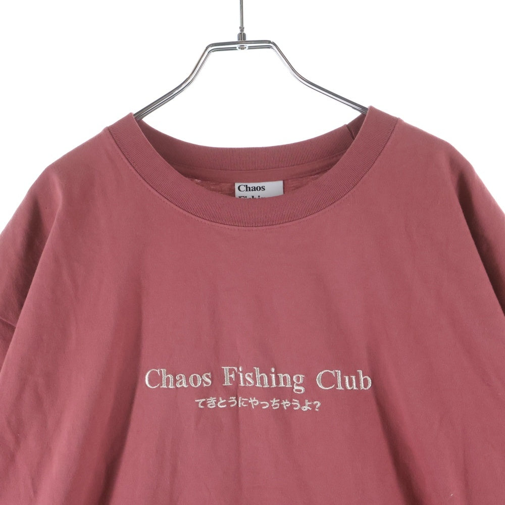 NO BRAND(ノーブランド) Chaos Fishing Club(カオスフィッシングクラブ)てきとうにやっちゃうよ? クルーネック半袖Tシャツカットソー レッド