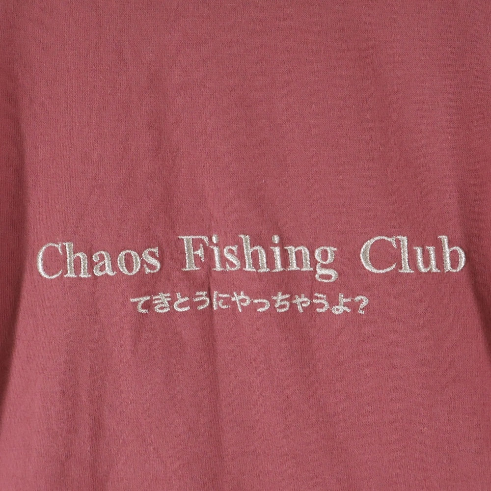 NO BRAND(ノーブランド) Chaos Fishing Club(カオスフィッシングクラブ)てきとうにやっちゃうよ? クルーネック半袖Tシャツカットソー レッド