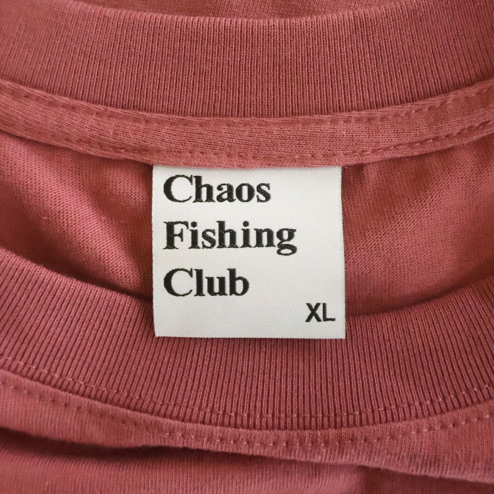 NO BRAND(ノーブランド) Chaos Fishing Club(カオスフィッシングクラブ)てきとうにやっちゃうよ? クルーネック半袖Tシャツカットソー レッド