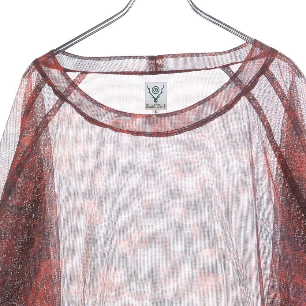SOUTH2 WEST8(サウス2ウエスト8) 23SS Bush Crew Neck Shirt Lightweight Mesh クルーネックブッシュ クルーネック長袖Tシャツカットソー ロングスリーブ ロンT レッド MR689
