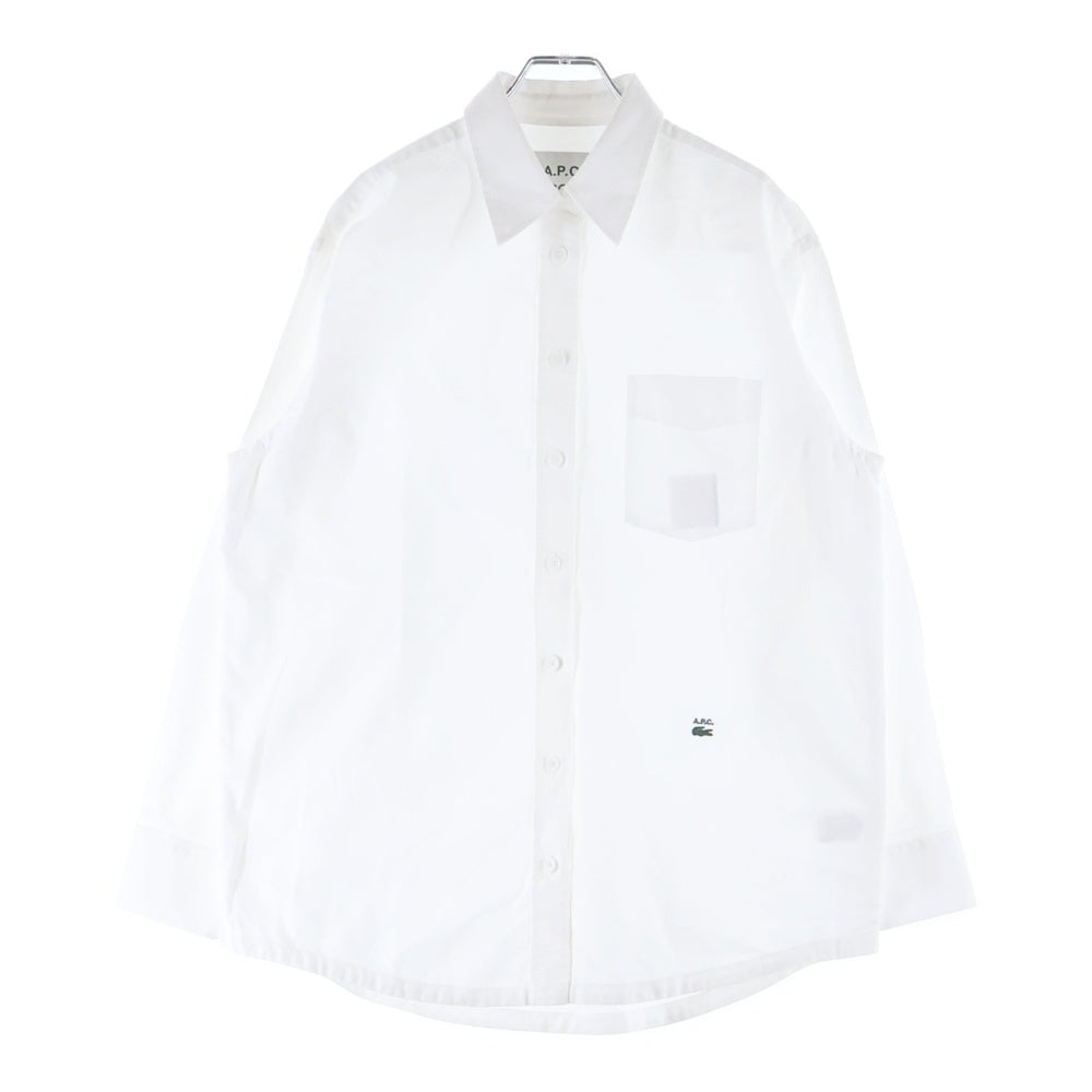 LACOSTE(ラコステ) ×A.P.C. Cotton Shirt CF6699 アーペーセー フロントワンポイントロゴ刺繍 コットン長袖シャツ ホワイト