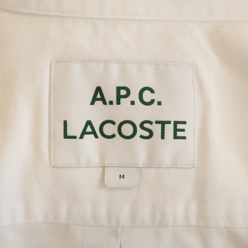 LACOSTE(ラコステ) ×A.P.C. Cotton Shirt CF6699 アーペーセー フロントワンポイントロゴ刺繍 コットン長袖シャツ ホワイト