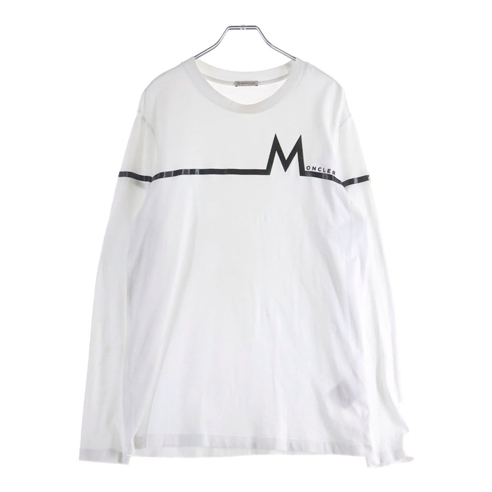 MONCLER(モンクレール) LS TSHIRT H20918D00003 8390T フロントラバーロゴプリント クルーネック長袖Tシャツカットソー ロンT ホワイト