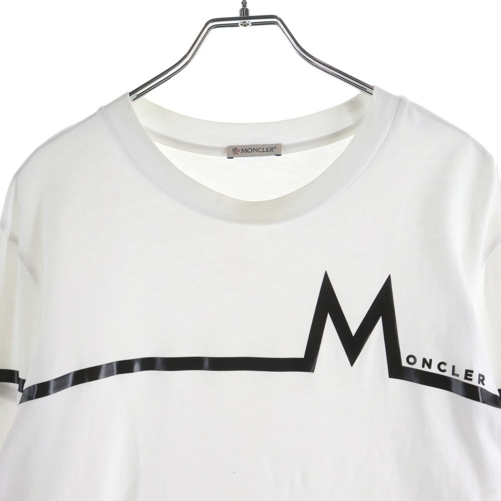 MONCLER(モンクレール) LS TSHIRT H20918D00003 8390T フロントラバーロゴプリント クルーネック長袖Tシャツカットソー ロンT ホワイト