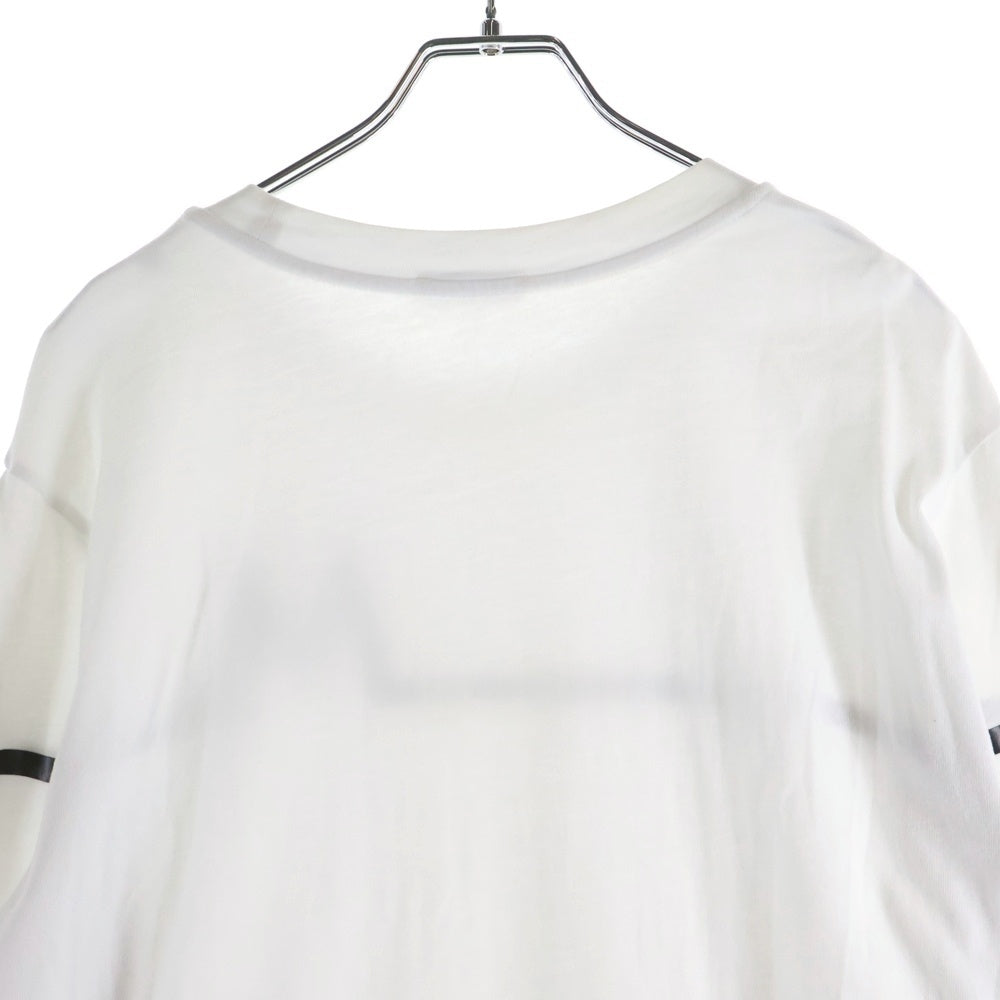 MONCLER(モンクレール) LS TSHIRT H20918D00003 8390T フロントラバーロゴプリント クルーネック長袖Tシャツカットソー ロンT ホワイト