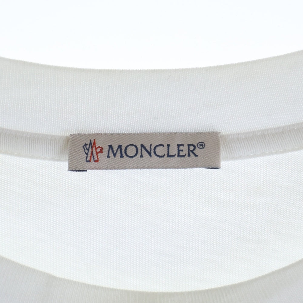 MONCLER(モンクレール) LS TSHIRT H20918D00003 8390T フロントラバーロゴプリント クルーネック長袖Tシャツカットソー ロンT ホワイト