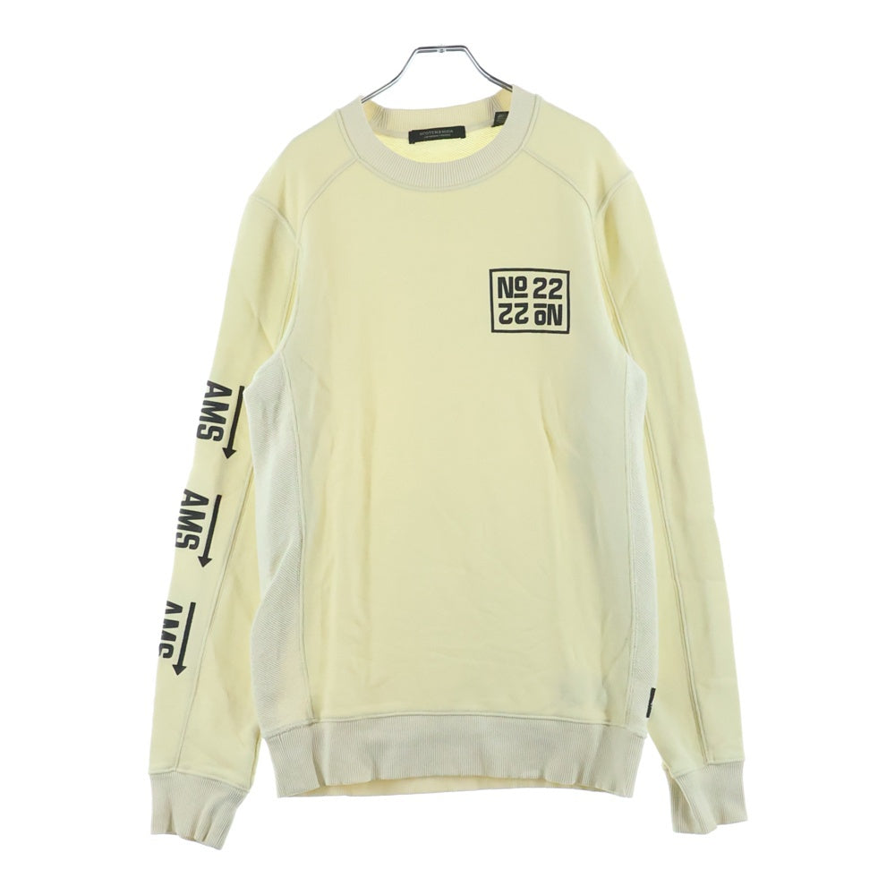 SCOTCH&SODA(スコッチ アンド ソーダ) 19AW No.22 PRINT SWEATSHIRT 152230-19-FWMM-D40 フロントロゴプリント クルーネック長袖スウェットトレーナー ベージュ