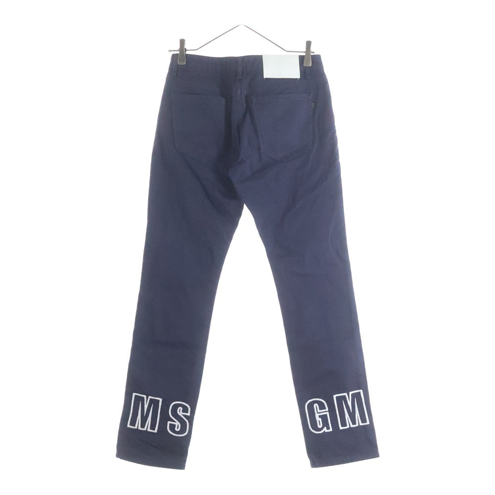 MSGM(エムエスジーエム) STRAIGHT DENIM PANTS 2541MDP49L ロゴ刺繍ストレートデニムパンツ ネイビー レディース